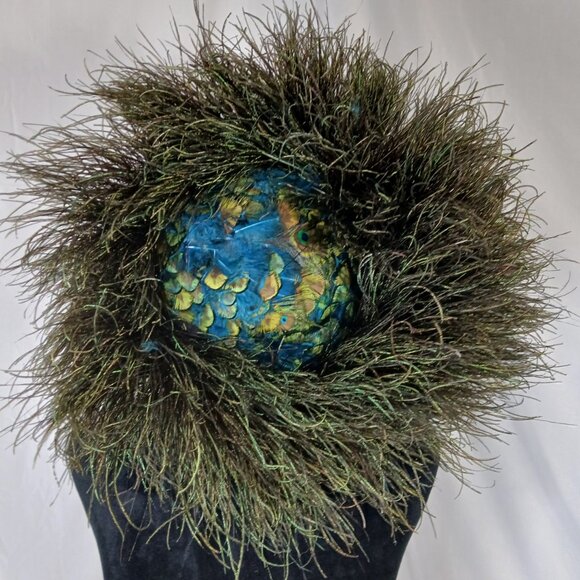 KOKIN Vintage Women's Eclectic Peacock 100% Wool Hat - Picture 1 of 12